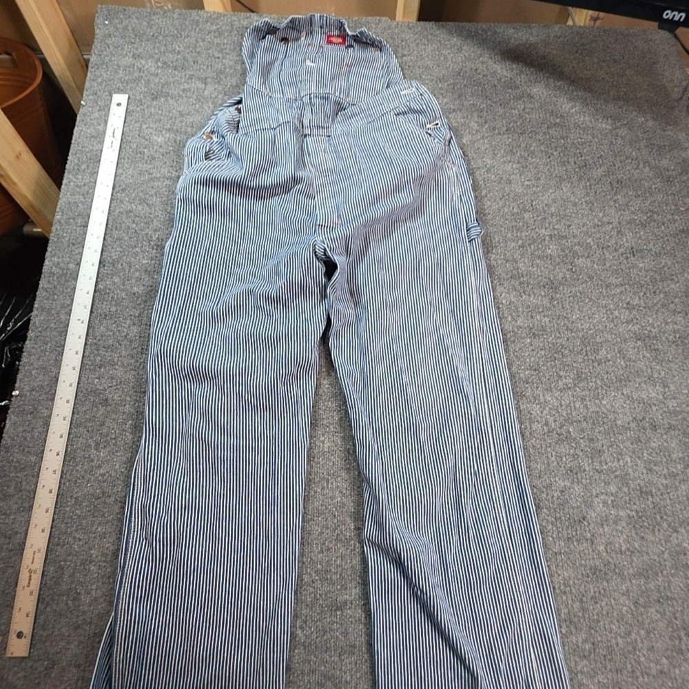Big Smith Bib Overalls Mens Large Blue Hickory Stripe Denim Workwear Carpenter